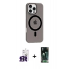 MARSİLYAN™- iPhone 16 Pro Max Kılıf Pusula Form Özel Seri - Siyah 360 Mat Full Body Arka Koruyucu + Bilvis Titan Kamera Lens - SH