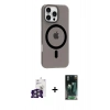 MARSİLYAN™- iPhone 16 Pro Max Kılıf Pusula Form Özel Seri - Siyah 360 Mat Full Body Arka Koruyucu + Bilvis Titan Kamera Lens - GS