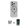 MARSİLYAN™- iPhone 16 Pro Max Kılıf Pusula Form Özel Seri - Siyah 360 Mat Full Body Arka Koruyucu + Pers Alüminyum Kamera Lens - GI