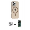 MARSİLYAN™- iPhone 16 Pro Max Kılıf Pusula Form Özel Seri - Siyah 360 Mat Full Body Arka Koruyucu + Pers Alüminyum Kamera Lens - GI
