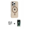 MARSİLYAN™- iPhone 16 Pro Max Kılıf Pusula Form Özel Seri - Siyah 360 Mat Full Body Arka Koruyucu + Pers Alüminyum Kamera Lens - GS
