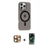 MARSİLYAN™- iPhone 16 Pro Max Kılıf Pusula Form Özel Seri - Siyah 360 Mat Full Body Arka Koruyucu + Pers Alüminyum Kamera Lens - CLTM