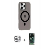 MARSİLYAN™- iPhone 16 Pro Max Kılıf Pusula Form Özel Seri - Siyah 360 Mat Full Body Arka Koruyucu + Pers Alüminyum Kamera Lens - GI