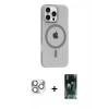MARSİLYAN™- iPhone 16 Pro Max Kılıf Pusula Form Özel Seri - Siyah 360 Mat Full Body Arka Koruyucu + Pers Alüminyum Kamera Lens - GS