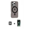MARSİLYAN™- iPhone 16 Pro Max Kılıf Pusula Form Özel Seri - Siyah 360 Mat Full Body Arka Koruyucu + PVD Metal Kamera Lens - SH