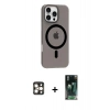 MARSİLYAN™- iPhone 16 Pro Max Kılıf Pusula Form Özel Seri - Siyah 360 Mat Full Body Arka Koruyucu + PVD Metal Kamera Lens - GD