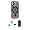 MARSİLYAN™- iPhone 16 Pro Max Kılıf Pusula Form Özel Seri - Siyah 360 Mat Full Body Arka Koruyucu + Raze Metal Kamera Lens - BZ