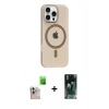 MARSİLYAN™- iPhone 16 Pro Max Kılıf Pusula Form Özel Seri - Siyah 360 Mat Full Body Arka Koruyucu + Raze Metal Kamera Lens - NLGY