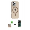 MARSİLYAN™- iPhone 16 Pro Max Kılıf Pusula Form Özel Seri - Siyah 360 Mat Full Body Arka Koruyucu + Raze Metal Kamera Lens - CLTM