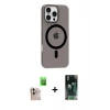 MARSİLYAN™- iPhone 16 Pro Max Kılıf Pusula Form Özel Seri - Siyah 360 Mat Full Body Arka Koruyucu + Raze Metal Kamera Lens - NLGY