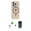 MARSİLYAN™- iPhone 16 Pro Max Kılıf Pusula Form Özel Seri - Siyah 360 Mat Full Body Arka Koruyucu + Raze Metal Kamera Lens - BZ