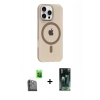 MARSİLYAN™- iPhone 16 Pro Max Kılıf Pusula Form Özel Seri - Siyah 360 Mat Full Body Arka Koruyucu + Raze Metal Kamera Lens - SH