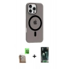MARSİLYAN™- iPhone 16 Pro Max Kılıf Pusula Form Özel Seri - Siyah 360 Mat Full Body Arka Koruyucu + Raze Metal Kamera Lens - CLTM