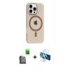 MARSİLYAN™- iPhone 16 Pro Max Kılıf Pusula Form Özel Seri - Siyah 3D Antistatik Cam Ekran Koruyucu + Raze Metal Kamera Lens - SH