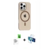 MARSİLYAN™- iPhone 16 Pro Max Kılıf Pusula Form Özel Seri - Siyah 3D Antistatik Cam Ekran Koruyucu + Raze Metal Kamera Lens - BZ