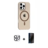 MARSİLYAN™- iPhone 16 Pro Max Kılıf Pusula Form Özel Seri - Siyah 3D Antistatik Hayalet Cam Ekran Koruyucu + Pers Alüminyum Kamera Lens - GI