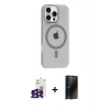 MARSİLYAN™- iPhone 16 Pro Max Kılıf Pusula Form Özel Seri - Siyah 3D Antistatik Hayalet Cam Ekran Koruyucu + Bilvis Titan Kamera Lens - SH