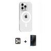 MARSİLYAN™- iPhone 16 Pro Max Kılıf Pusula Form Özel Seri - Siyah 3D Antistatik Hayalet Cam Ekran Koruyucu + PVD Metal Kamera Lens - GD