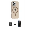 MARSİLYAN™- iPhone 16 Pro Max Kılıf Pusula Form Özel Seri - Siyah 3D Antistatik Hayalet Cam Ekran Koruyucu + PVD Metal Kamera Lens - SH