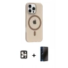 MARSİLYAN™- iPhone 16 Pro Max Kılıf Pusula Form Özel Seri - Siyah 3D Antistatik Hayalet Cam Ekran Koruyucu + PVD Metal Kamera Lens - GD