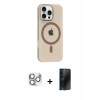 MARSİLYAN™- iPhone 16 Pro Max Kılıf Pusula Form Özel Seri - Siyah 3D Antistatik Hayalet Cam Ekran Koruyucu + Pers Alüminyum Kamera Lens - GS