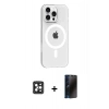 MARSİLYAN™- iPhone 16 Pro Max Kılıf Pusula Form Özel Seri - Siyah 3D Antistatik Hayalet Cam Ekran Koruyucu + PVD Metal Kamera Lens - SH