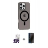 MARSİLYAN™- iPhone 16 Pro Max Kılıf Pusula Form Özel Seri - Siyah 3D Antistatik Hayalet Cam Ekran Koruyucu + Bilvis Titan Kamera Lens - GS