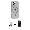 MARSİLYAN™- iPhone 16 Pro Max Kılıf Pusula Form Özel Seri - Siyah 3D Antistatik Hayalet Cam Ekran Koruyucu + Bilvis Titan Kamera Lens - TMGI