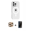 MARSİLYAN™- iPhone 16 Pro Max Kılıf Pusula Form Özel Seri - Siyah 3D Antistatik Hayalet Cam Ekran Koruyucu + Pers Alüminyum Kamera Lens - CLTM