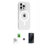 MARSİLYAN™- iPhone 16 Pro Max Kılıf Pusula Form Özel Seri - Siyah 3D Antistatik Hayalet Cam Ekran Koruyucu + Raze Metal Kamera Lens - BZ