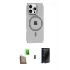 MARSİLYAN™- iPhone 16 Pro Max Kılıf Pusula Form Özel Seri - Siyah 3D Antistatik Hayalet Cam Ekran Koruyucu + Raze Metal Kamera Lens - CLTM