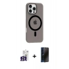 MARSİLYAN™- iPhone 16 Pro Max Kılıf Pusula Form Özel Seri - Siyah 3D Antistatik Hayalet Cam Ekran Koruyucu + Bilvis Titan Kamera Lens - TMGI