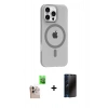 MARSİLYAN™- iPhone 16 Pro Max Kılıf Pusula Form Özel Seri - Siyah 3D Antistatik Hayalet Cam Ekran Koruyucu + Raze Metal Kamera Lens - NLGY