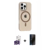 MARSİLYAN™- iPhone 16 Pro Max Kılıf Pusula Form Özel Seri - Siyah 3D Antistatik Hayalet Cam Ekran Koruyucu + Bilvis Titan Kamera Lens - SH