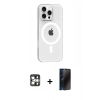 MARSİLYAN™- iPhone 16 Pro Max Kılıf Pusula Form Özel Seri - Siyah 3D Antistatik Hayalet Cam Ekran Koruyucu + PVD Metal Kamera Lens - GS