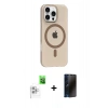 MARSİLYAN™- iPhone 16 Pro Max Kılıf Pusula Form Özel Seri - Siyah 3D Antistatik Hayalet Cam Ekran Koruyucu + Raze Metal Kamera Lens - BZ