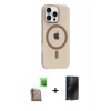 MARSİLYAN™- iPhone 16 Pro Max Kılıf Pusula Form Özel Seri - Siyah 3D Antistatik Hayalet Cam Ekran Koruyucu + Raze Metal Kamera Lens - CLTM