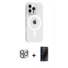 MARSİLYAN™- iPhone 16 Pro Max Kılıf Pusula Form Özel Seri - Siyah 3D Antistatik Hayalet Cam Ekran Koruyucu + Pers Alüminyum Kamera Lens - GI