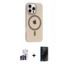 MARSİLYAN™- iPhone 16 Pro Max Kılıf Pusula Form Özel Seri - Siyah 3D Antistatik Hayalet Cam Ekran Koruyucu + Bilvis Titan Kamera Lens - TMGI
