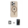 MARSİLYAN™- iPhone 16 Pro Max Kılıf Pusula Form Özel Seri - Siyah 3D Antistatik Hayalet Cam Ekran Koruyucu + PVD Metal Kamera Lens - GS
