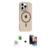 MARSİLYAN™- iPhone 16 Pro Max Kılıf Pusula Form Özel Seri - Siyah 3D Antistatik Mat Seramik Nano Ekran Koruyucu + Raze Metal Kamera Lens - BZ