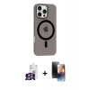 MARSİLYAN™- iPhone 16 Pro Max Kılıf Pusula Form Özel Seri - Siyah 3D Antistatik Mat Seramik Nano Ekran Koruyucu + Bilvis Titan Kamera Lens - GS