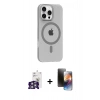 MARSİLYAN™- iPhone 16 Pro Max Kılıf Pusula Form Özel Seri - Siyah 3D Antistatik Mat Seramik Nano Ekran Koruyucu + Bilvis Titan Kamera Lens - GS
