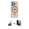MARSİLYAN™- iPhone 16 Pro Max Kılıf Pusula Form Özel Seri - Siyah 3D Antistatik Mat Seramik Nano Ekran Koruyucu + Bilvis Titan Kamera Lens - GS