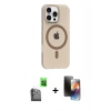 MARSİLYAN™- iPhone 16 Pro Max Kılıf Pusula Form Özel Seri - Siyah 3D Antistatik Mat Seramik Nano Ekran Koruyucu + Raze Metal Kamera Lens - SH
