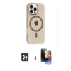 MARSİLYAN™- iPhone 16 Pro Max Kılıf Pusula Form Özel Seri - Siyah 3D Antistatik Mat Seramik Nano Ekran Koruyucu + PVD Metal Kamera Lens - SH