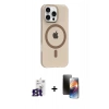 MARSİLYAN™- iPhone 16 Pro Max Kılıf Pusula Form Özel Seri - Siyah 3D Antistatik Mat Seramik Nano Ekran Koruyucu + Bilvis Titan Kamera Lens - TMGI
