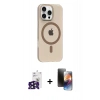 MARSİLYAN™- iPhone 16 Pro Max Kılıf Pusula Form Özel Seri - Siyah 3D Antistatik Mat Seramik Nano Ekran Koruyucu + Bilvis Titan Kamera Lens - SH