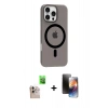 MARSİLYAN™- iPhone 16 Pro Max Kılıf Pusula Form Özel Seri - Siyah 3D Antistatik Mat Seramik Nano Ekran Koruyucu + Raze Metal Kamera Lens - NLGY