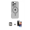 MARSİLYAN™- iPhone 16 Pro Max Kılıf Pusula Form Özel Seri - Siyah 3D Antistatik Mat Seramik Nano Ekran Koruyucu + PVD Metal Kamera Lens - GD